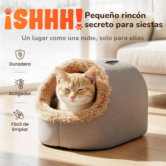 🐾Cama de Cueva Cerrada para Gatos y Perros | Acolchada para Invierno + Portátil con Asa + Lavable✨