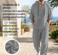 🔥【1° Más Vendido】🔥Ropa incómoda/tela abrazando/estilo aburrido? Conjunto lino holgado hombre 8 colores