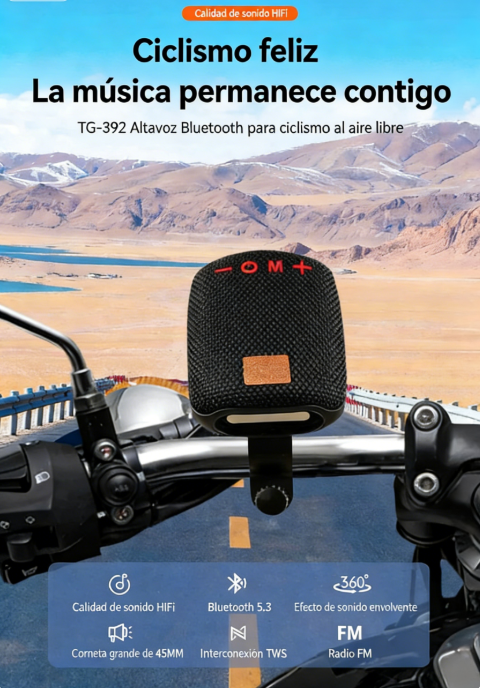 🚴‍♂️🎶 Altavoz Bluetooth Impermeable para Bicicleta – Soporte de Fácil Montaje, Ideal para Viajes y Actividades al Aire Libre 🌦️🔊