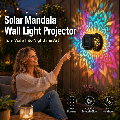 🌙⏳ 50% OFF! ⏰ Solar Mandala Wall Light – Dreamy Night Projection ✨