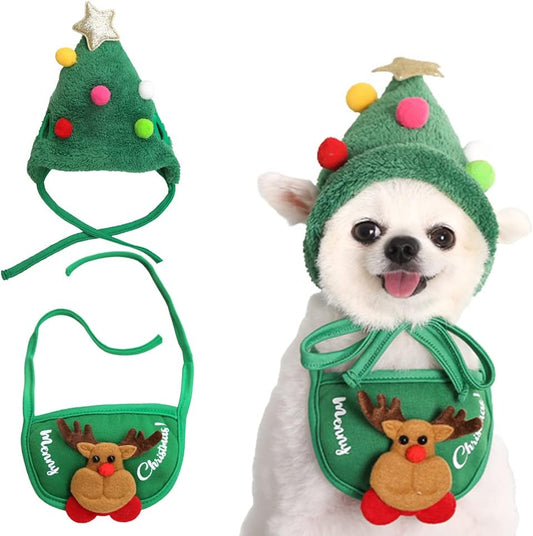 Adorable Gorro de Pom-Pom en Forma de Árbol de Navidad Para Mascota