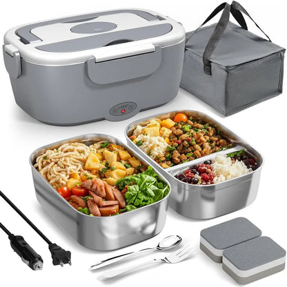 🍱 Lonchera Eléctrica sin Rellenar Agua – Acero Inoxidable 304, Doble Alimentación 220V/12V, Gran Capacidad, Ideal para Oficina y Auto