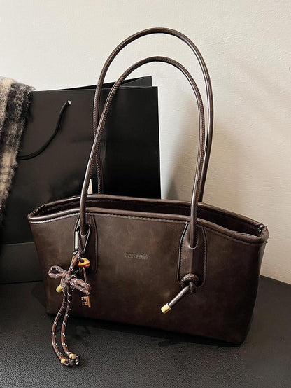 👝 Bolso Tote de Hombro para Mujer – Detalle de Lazo Vintage, Gran Capacidad, Piel Sintética Premium, Multicompartmentos, Ideal para Otoño/Invierno