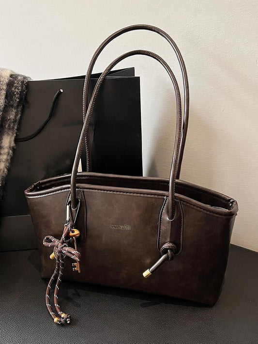 👝 Bolso Tote de Hombro para Mujer – Detalle de Lazo Vintage, Gran Capacidad, Piel Sintética Premium, Multicompartmentos, Ideal para Otoño/Invierno