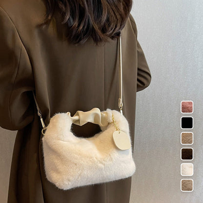 ✨ Bolsa de Faux Fur 2026 – Asa Plegado de Piel, Bandolera/Armpit/Hombro, Suave de Visón, Cierre de Cremallera, Estilo Urbano 👜