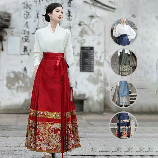 Conjunto de vestido plisado de traje étnico retro para mujer ✈️ENVÍO GRATIS