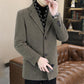 Chaqueta de tweed de invierno con solapa con muescas y forro de plumón de pato blanco para hombre