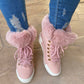 Zapatillas altas para mujer con forro de piel sintética