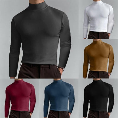 ❄️ Camiseta de Cuello Alto para Hombre | Invierno, Ajuste Delgado y Colores Sólidos ✨ Ideal como Base y para Ocio