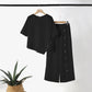Conjunto de dos piezas con dobladillo irregular y pantalones de pierna ancha para mujer