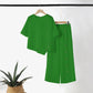 Conjunto de dos piezas con dobladillo irregular y pantalones de pierna ancha para mujer