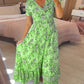👗Vestido Largo de Estampado Floral para Mujer | Corte A-Line con Cuello en V + Fresco y Versátil para Verano✨