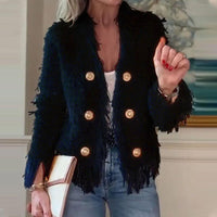 Abrigo corto con borla de botones de moda para mujer