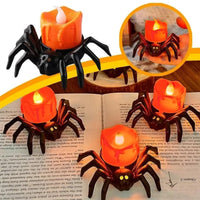 🏆Éxito de ventas de Halloween 2025⚡🎃 Farolillo LED de calabaza de Halloween con araña espeluznante: decoración para el hogar con luz de vela sin parpadeos🕷️