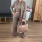 Elegante Cárdigan de Línea Larga y Top & Pantalones Conjunto de 3 Piezas