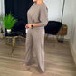 Elegante Cárdigan de Línea Larga y Top & Pantalones Conjunto de 3 Piezas