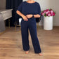 Elegante Cárdigan de Línea Larga y Top & Pantalones Conjunto de 3 Piezas