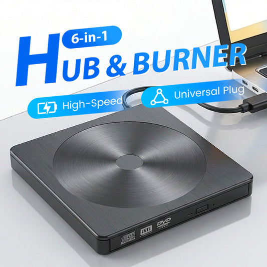 📢📢 ¡50% DE DESCUENTO! ⏰ Grabadora Externa de DVD/CD 6 en 1 con Hub USB