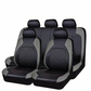 🚗Funda de Asiento de Auto de Cuero Matelassé Lujo | 9 Piezas, Universal, Color Negro ✅