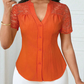 Blusa de Verano para Mujer con Escote en V, Mangas de Encaje y Botones