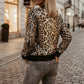 Chaqueta femenina con estampado de lentejuelas de leopardo