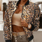 Chaqueta femenina con estampado de lentejuelas de leopardo