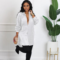 Camisa de Lentejuelas Brillantes para Mujer - Corte a Media Pierna
