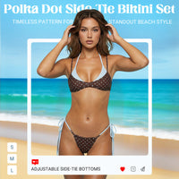 👙 Conjunto de Bikini de Lunares con Lazos Laterales para Mujer
