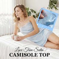 Blusa Camisera de Satin con Encaje - Tirantes Delgados