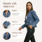 🌸 ¡OFERTA POR TIEMPO LIMITADO 50% DE DESCUENTO! 💃 Chaqueta de Mezclilla de Mujer con Volantes – Ligera, Sin Botones, Lavado Clásico Azul ✨
