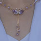 Collar colgante doble cisne morado