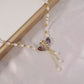 Collar colgante doble cisne morado