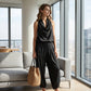 🎁New Arrivals 49% OFF💥 Sleeveless Cowl Neck Jumpsuit – Halter, Wide-Leg, Elegant 🍷