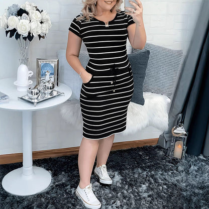 🔥 50% korting 👗 Gestreepte zomerjurk voor dames met zakken 🌸