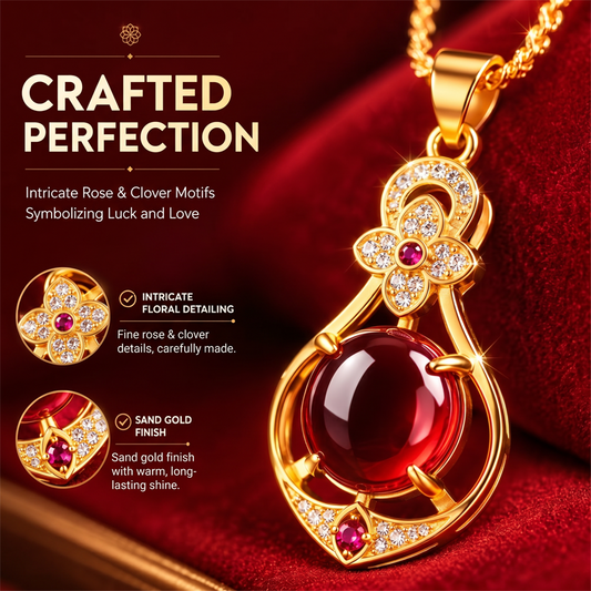 Elegante vierbladige klaver druppelketting