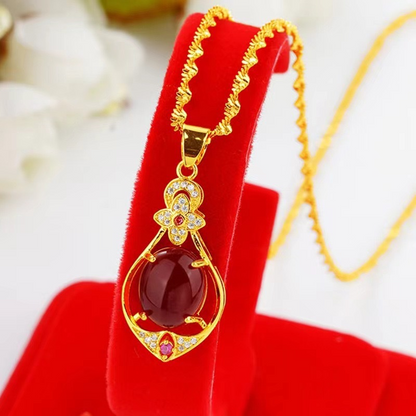 Elegante vierbladige klaver druppelketting