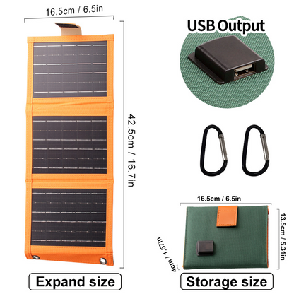 ✨ Portable Solar Panel – Foldable, USB Charging, Weather-Resistant 🎒