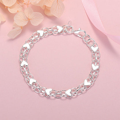 ⏰ 50% OFF  💎❤️ Double Chain Heart Charm Bracelet – Two Chains, One Heart, Endless Love! | Layered Style That Tells a Story