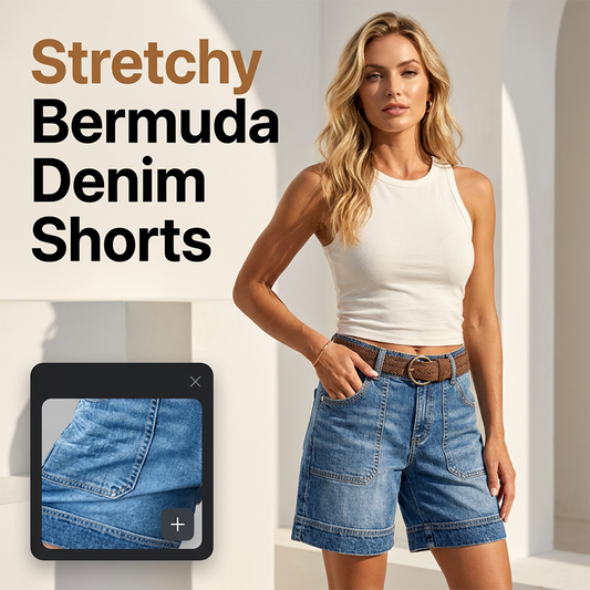 📢📢50% OFF !! 🏙️ Versatile Bermuda Denim Shorts — Style with Roll Necks, Blouses or Camisoles for Summer