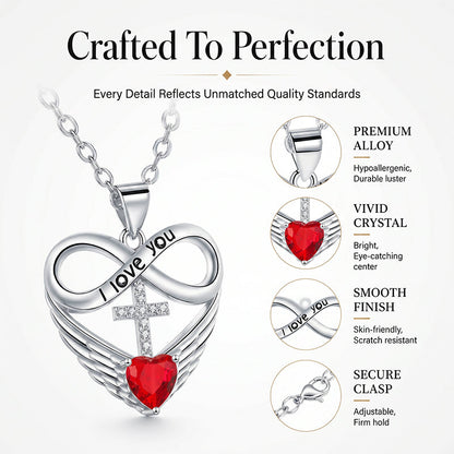 🎁2026 New Arrivals 50% OFF💥Infinity Heart Cross Necklace with Wing Pendant – Faith & Eternal Love ✨