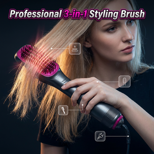 📢📢50% OFF !! 💇‍♀️ Professional 3-in-1 Hot Air Brush – Dry, Detangle & Volumize in One Step ✨