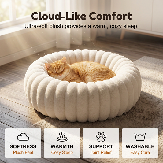 🎉 2026 Sale — Over 52,000 Sold! 🐾 Ultra-Soft Round Calming Cat & Dog Bed – Raised Rim Design 🛌