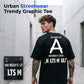 👕50% OFF NOW! Men Urban Streetwear Graphic T-Shirt – Oversized Loose Fit, German Letter Back Print, Breathable Casual Short Sleeve Tee For Daily & Street Style