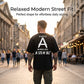 👕50% OFF NOW! Men Urban Streetwear Graphic T-Shirt – Oversized Loose Fit, German Letter Back Print, Breathable Casual Short Sleeve Tee For Daily & Street Style