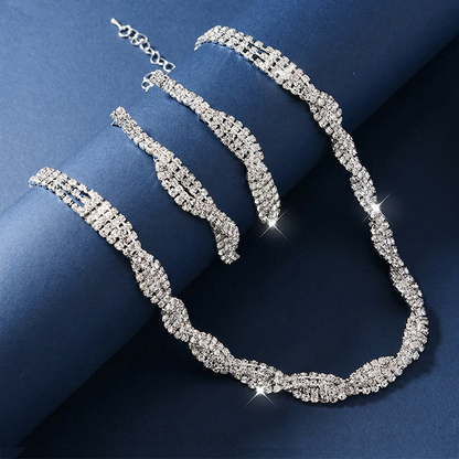📢50% OFF NOW！🔥 Sparkling Rhinestone Claw Chain Necklace & Earrings Set for Women