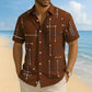 ☀️👔 50% OFF! Men’s Geometric Print Relaxed-Fit Button-Down Shirt – Soft Summer Feel, Roomy Comfort & Vacation-Ready Style ✨