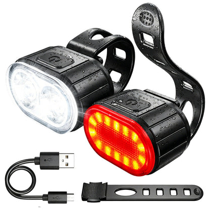 🔦 Rechargeable Bike Light Set 🚲 Light Up the Road, Ride Home Safe – No Batteries, No Fuss ✨