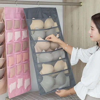 🔥Buy 1 Get 1 Free!🧦 Double-Sided Hanging Storage Organizer – 24 Pockets, Breathable Fabric, Perfect for Underwear, Socks & Accessories 🏠