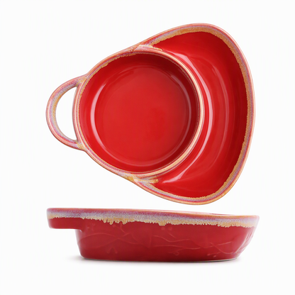 🍽️ Ceramic Divided Baking Dish: Oven-Safe, Single Handle, Vintage Embossed, Microwave Safe