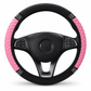 Sparkling Rhinestone Car Steering Wheel Cover Elastic Leather Wheel Protector with Crystals for Auto Interior